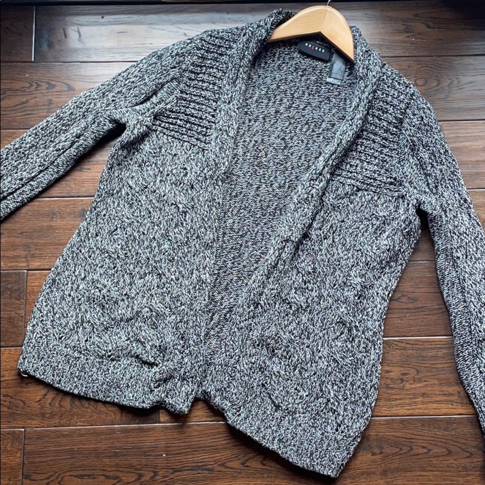 Axcess black marled open cardigan
